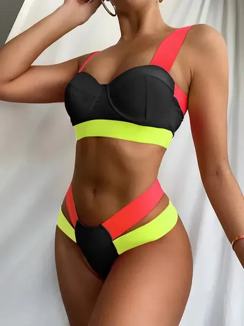Bikini Patchwork Sexy Diversos Colores