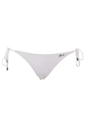 Braguita de bikini en blanco con cordones y logo lettering de metal pequeño