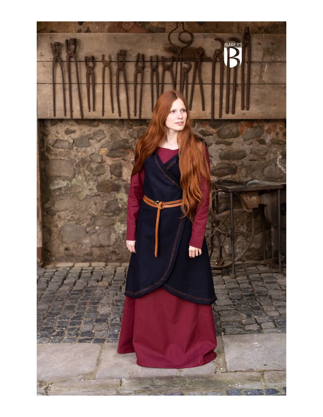 Brial medieval Myrana, lana azul