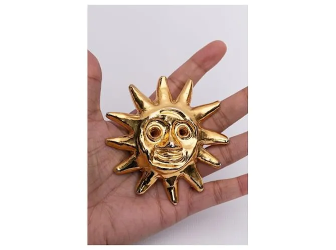 Broche Christian Lacroix Hecho en Francia Chapado en oro Dorado 