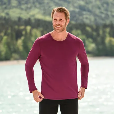 Camiseta deporte lana merino y seda manga larga hombre