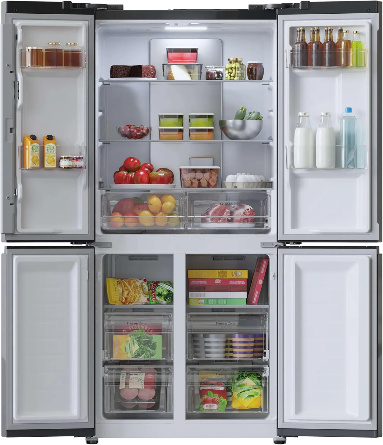 Cecotec Frigorífico 4 Puertas 436L Bolero CoolMarket 4D 436 Inox E. 183cm Alto y 83,6cm Ancho, Compresor Inverter Plus, Total No