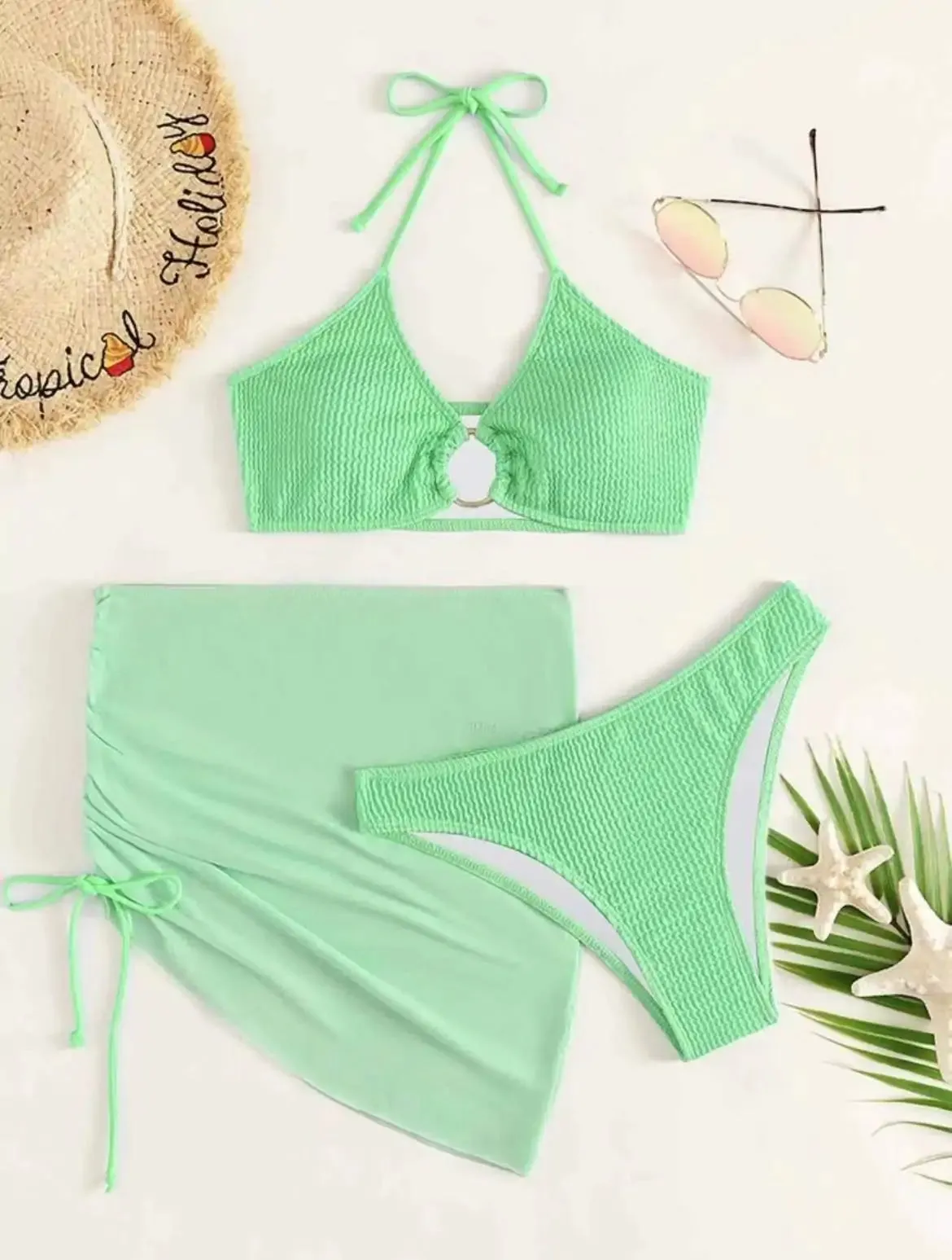 Conjunto de Bikini 3 Piezas con Falda Cover Up