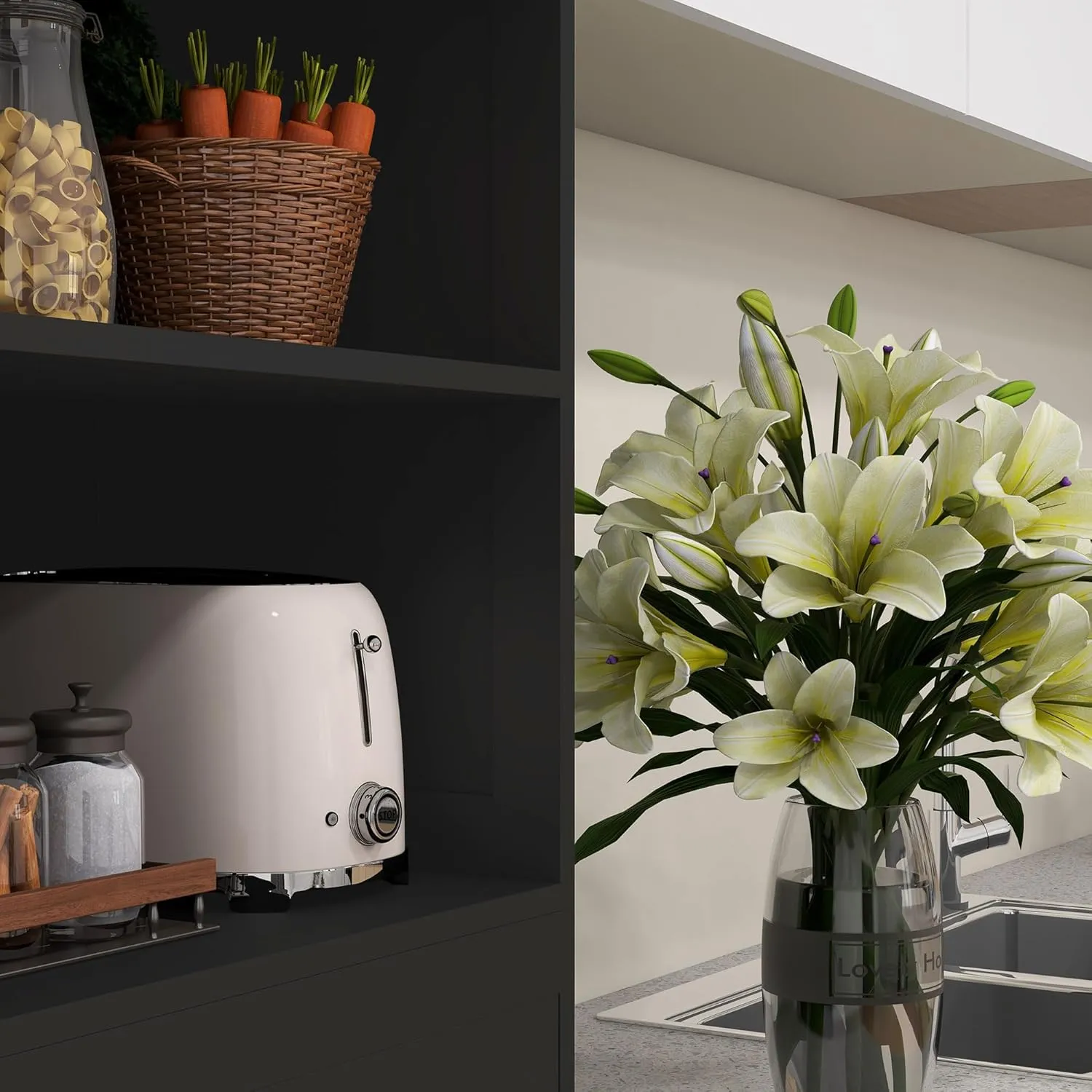 HOMCOM Alacena de Cocina Aparador de Comedor Armario de Cocina con 4 Puertas 2 Estantes Abiertos y Estante Ajustable para Salón 