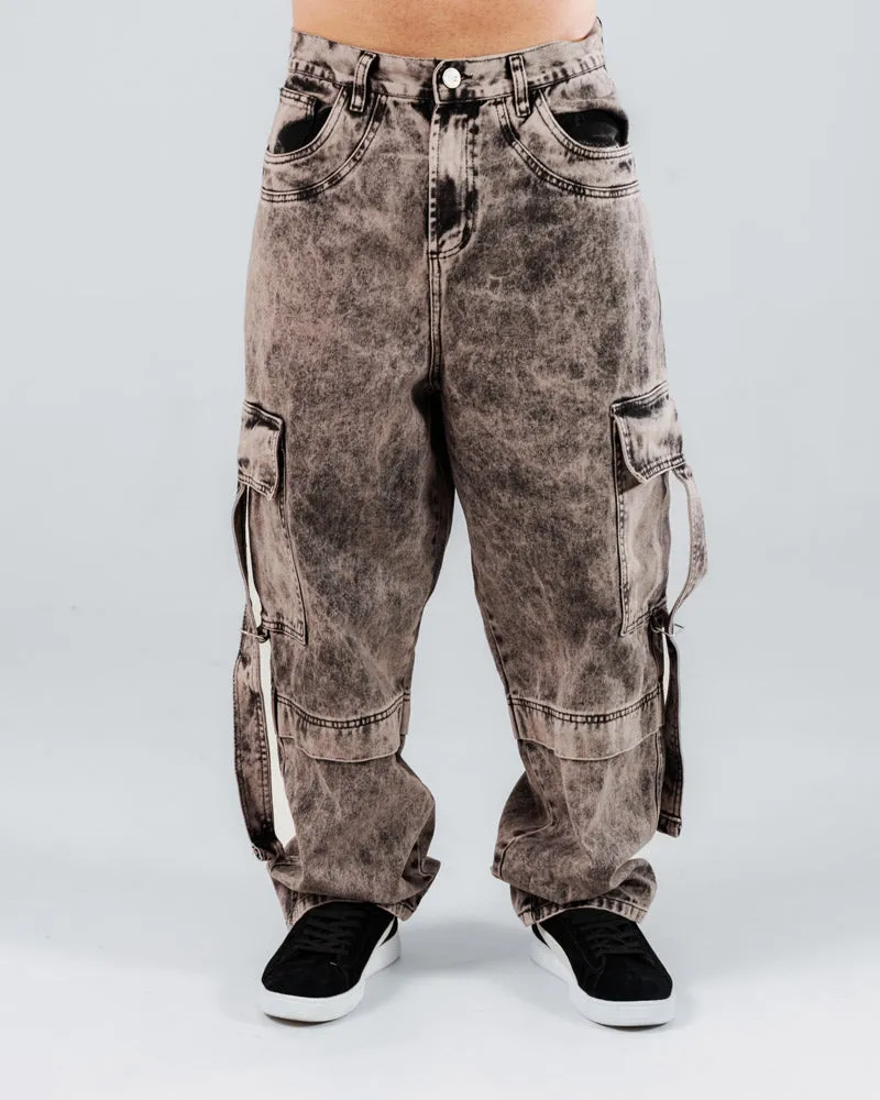 Jeans Baggy Básico Para Hombre Con Cortes