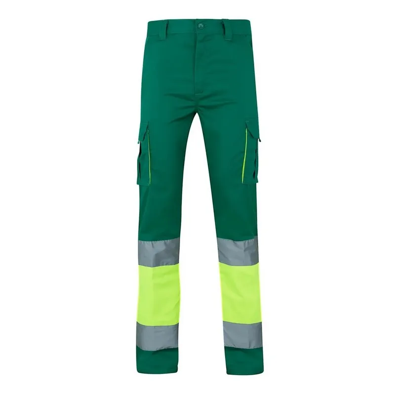 Pantalón bicolor Alta Visibilidad Stretch, Verde / Amarillo flúor - VELILLA 303002S