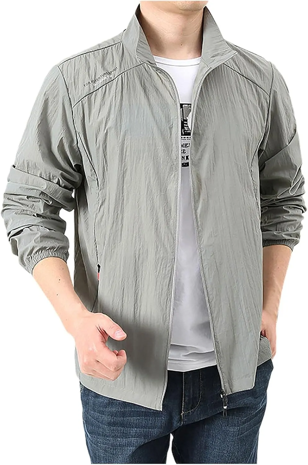 Ruamilyy Chubasquero de verano ligero y fino  cortavientos  protección solar  con cuello alto  impermeable  transpirable  ropa d