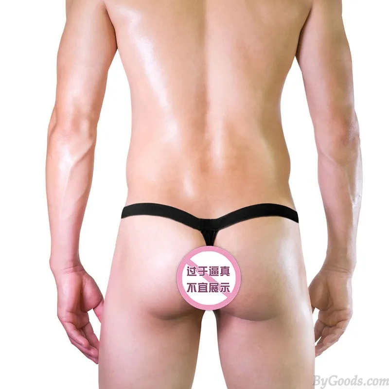 Sexy Faux Leather Metal Tassel Chain Underwear Knickers Panties Sissy Underpants Crossdress T-back Bikini Men's Lingerie G-strin