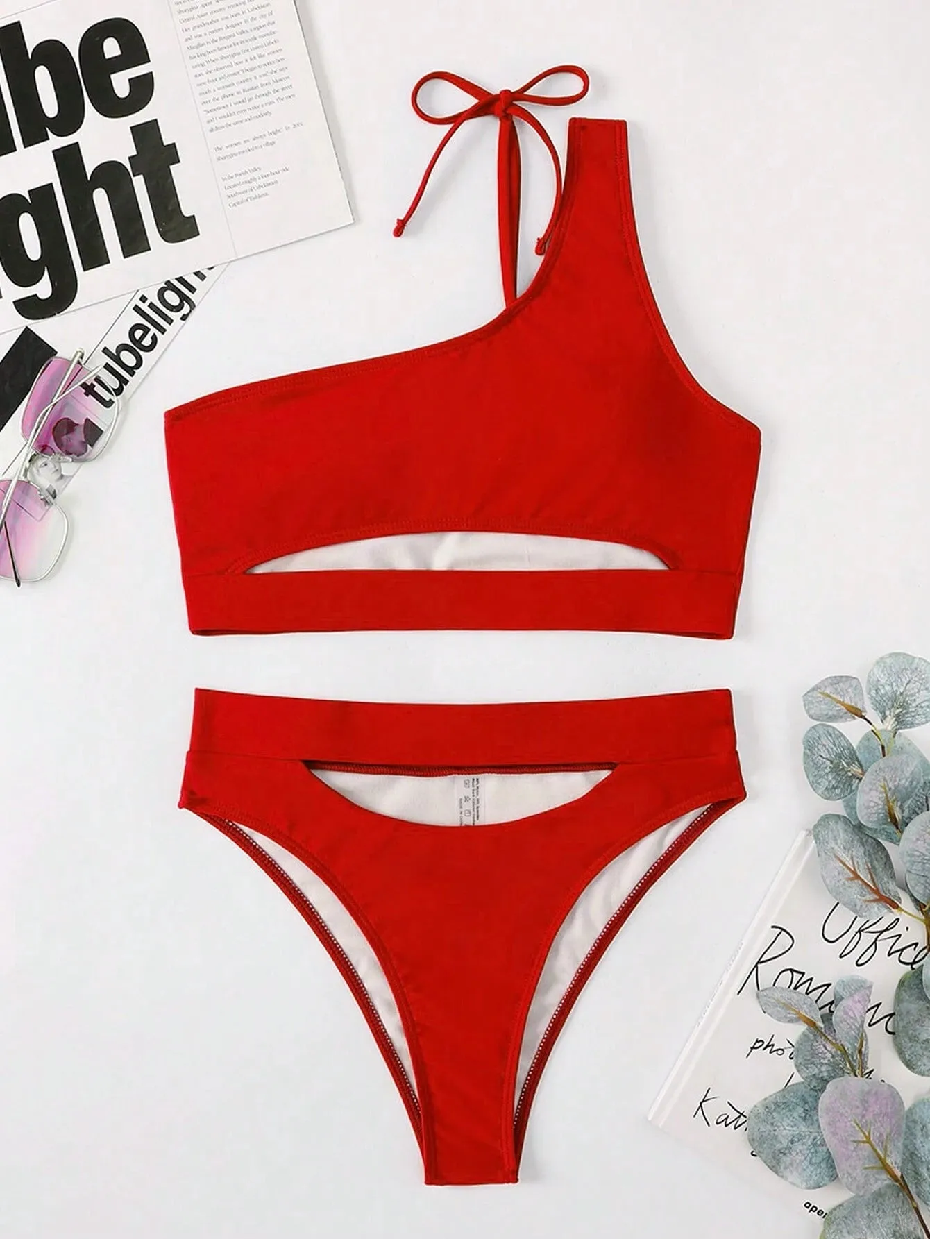 SHEIN Swim SXY Conjunto de bikini de mujer con un hombro